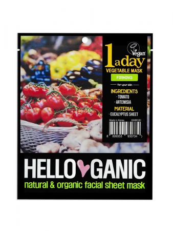 Лифтинг-маска для лица с экстрактами Томатов и Артемизии Hello Ganic One a day Vegetable mask